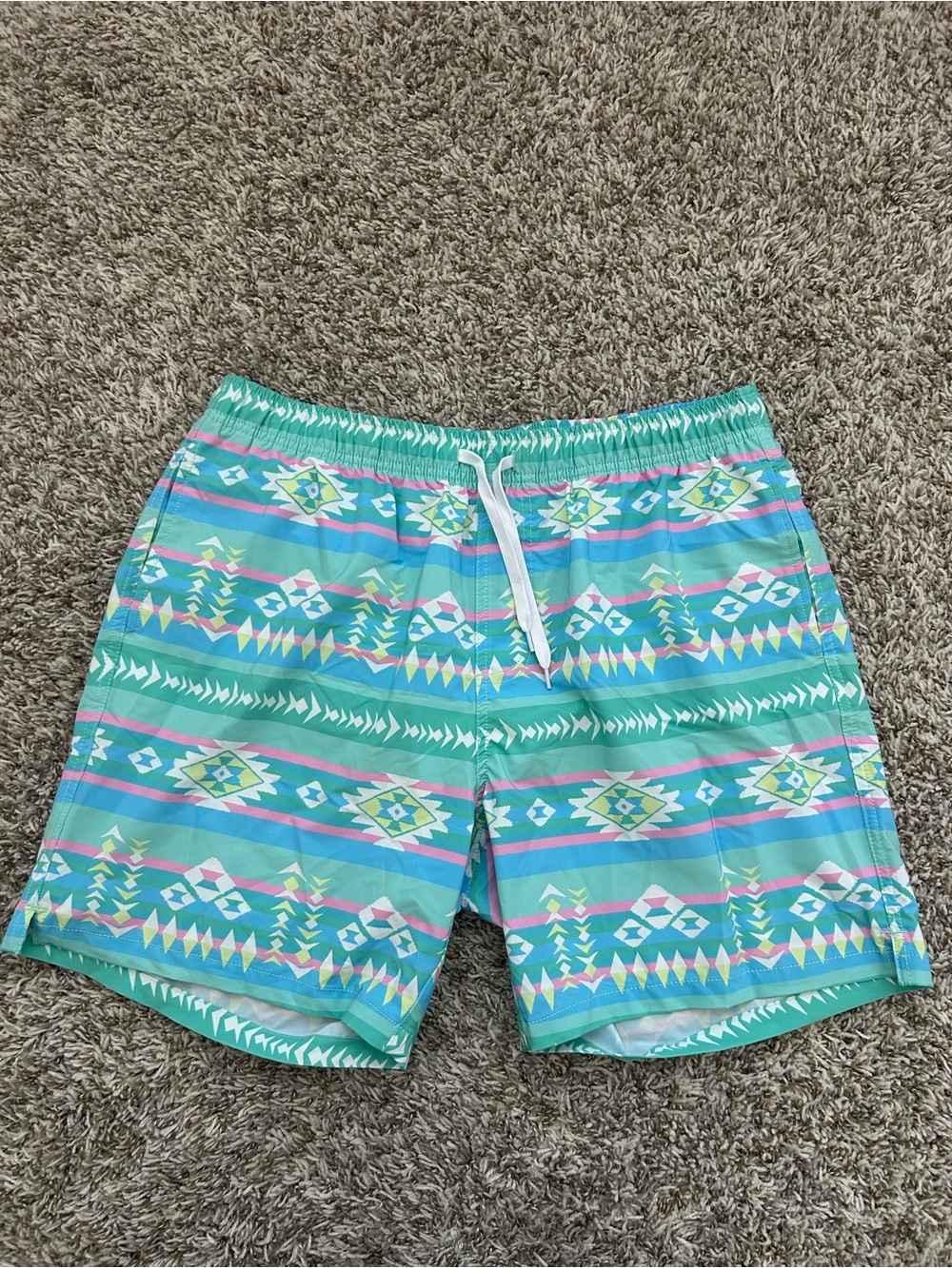Bearbottom Men's Swim Trunks Aztec Pattern 7” Inseam Size XL